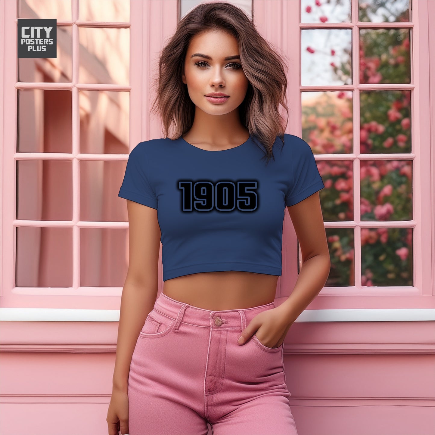 1905 Year Women Crop Top (Navy Blue)