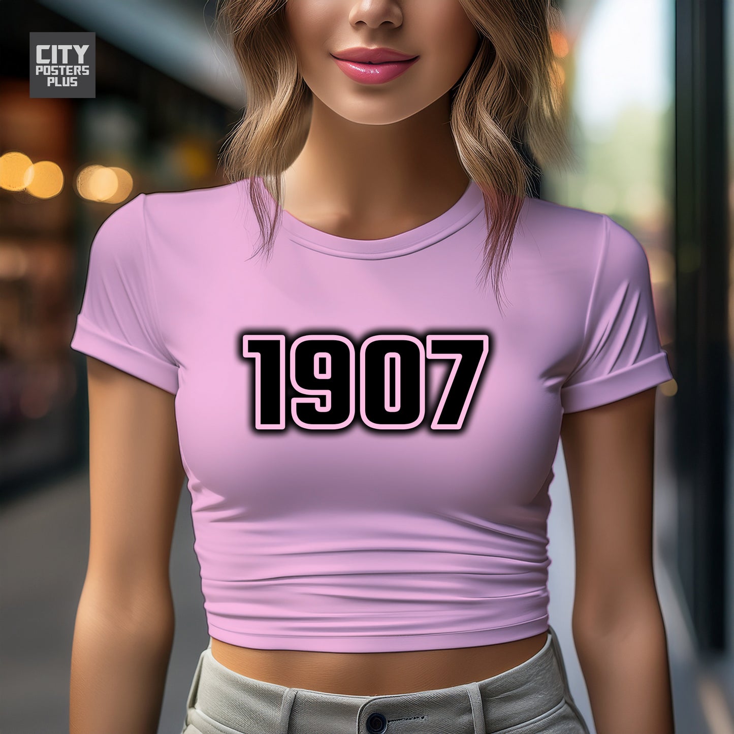 1907 Year Women Crop Top (Light Pink)