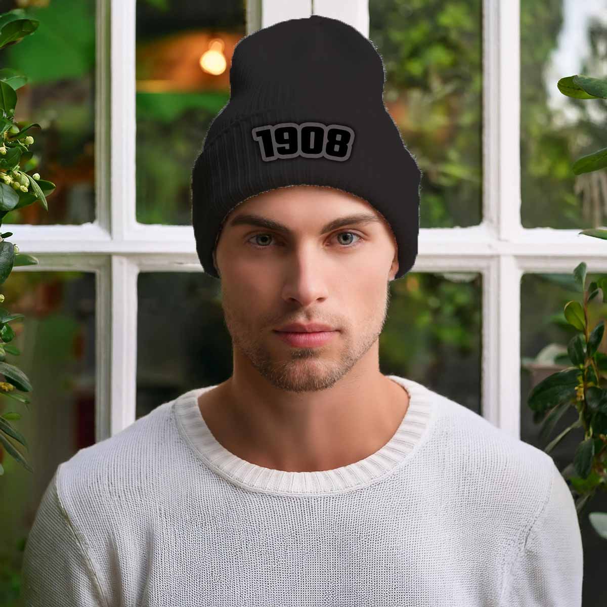 1908 Year Cuffed Beanie (Dark Grey)