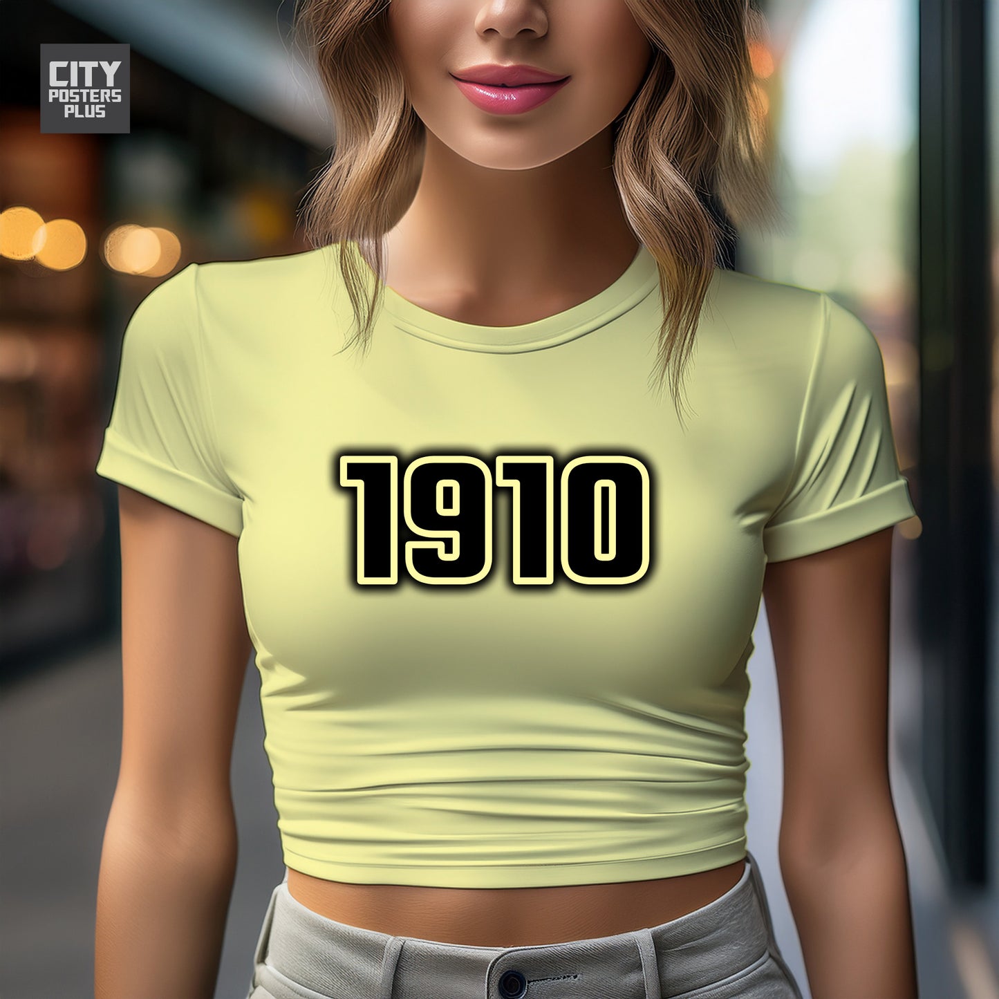 1910 Year Women Crop Top (Butter Yellow)