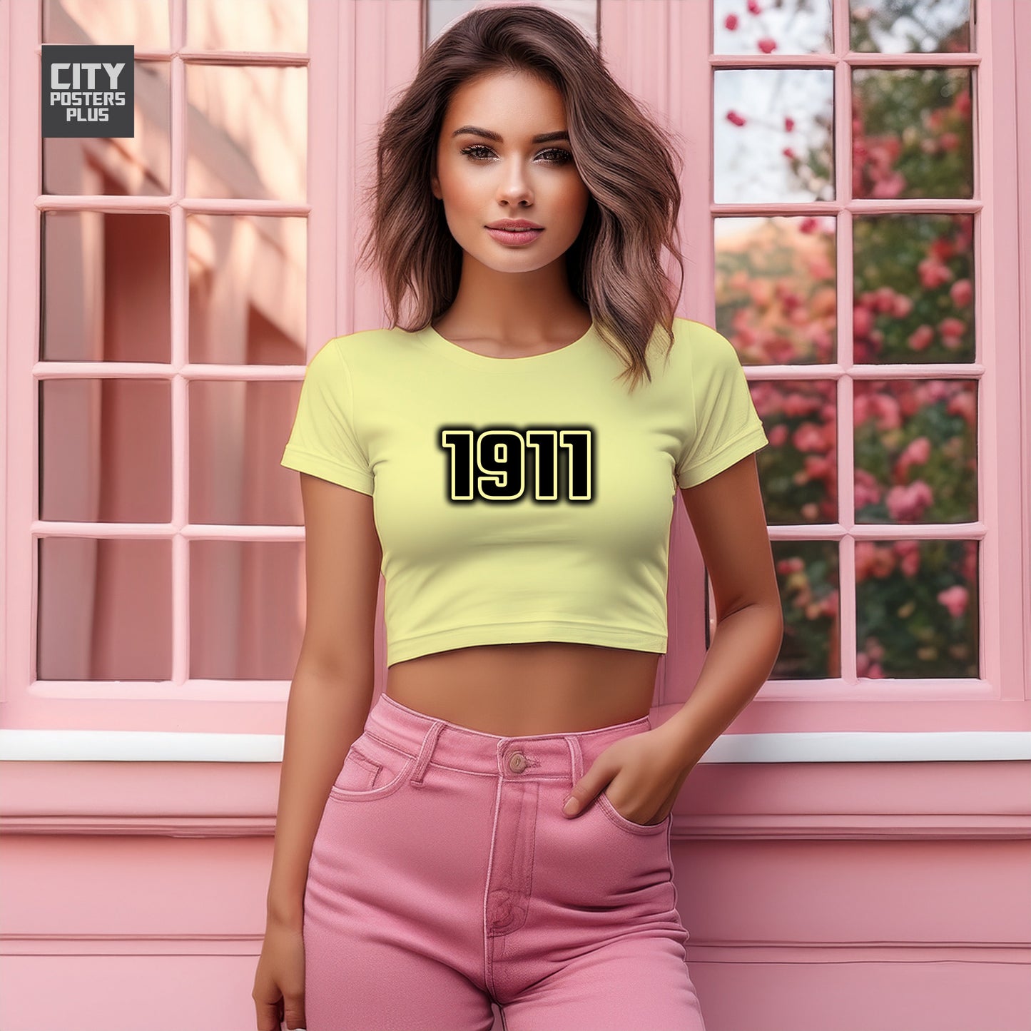 1911 Year Women Crop Top (Butter Yellow)