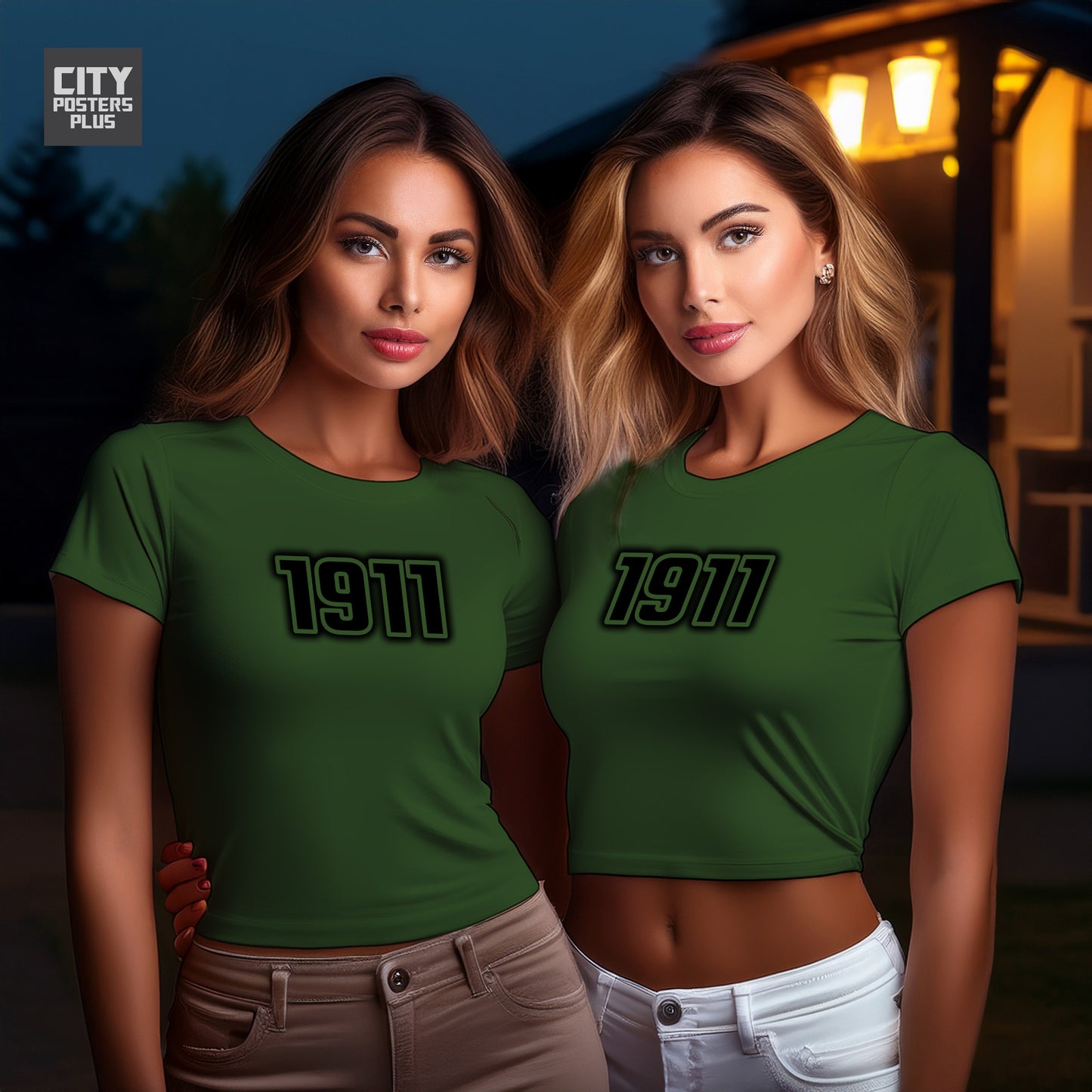 1911 Year Women Crop Top (Olive Green)