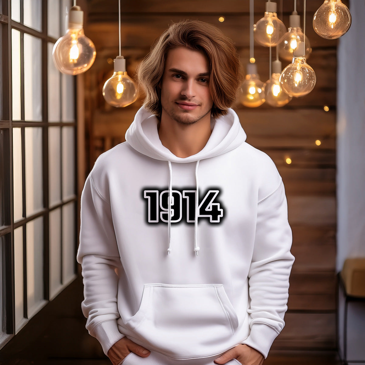 1914 Year Men Unisex Hoodie (White)