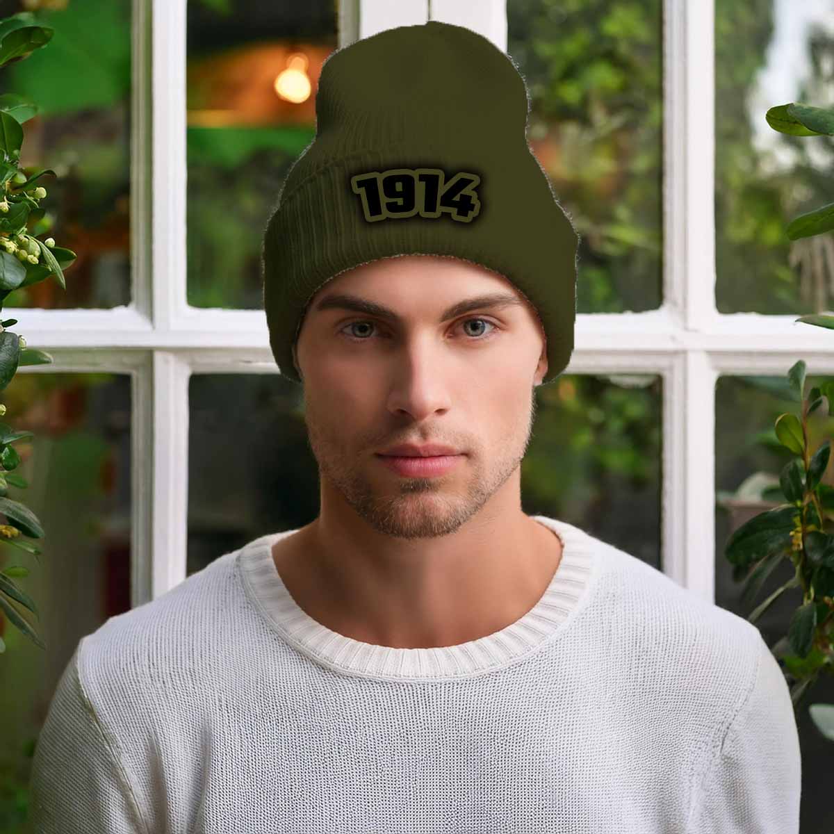 1914 Year Cuffed Beanie (Olive)