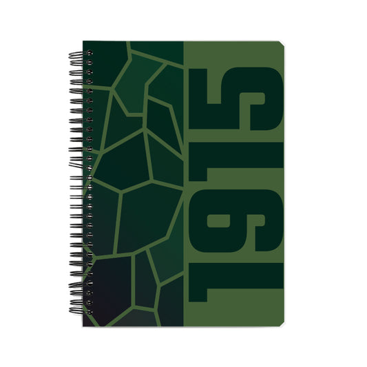 1915 Year Notebook (Olive Green, A5 Size, 100 Pages, Ruled)