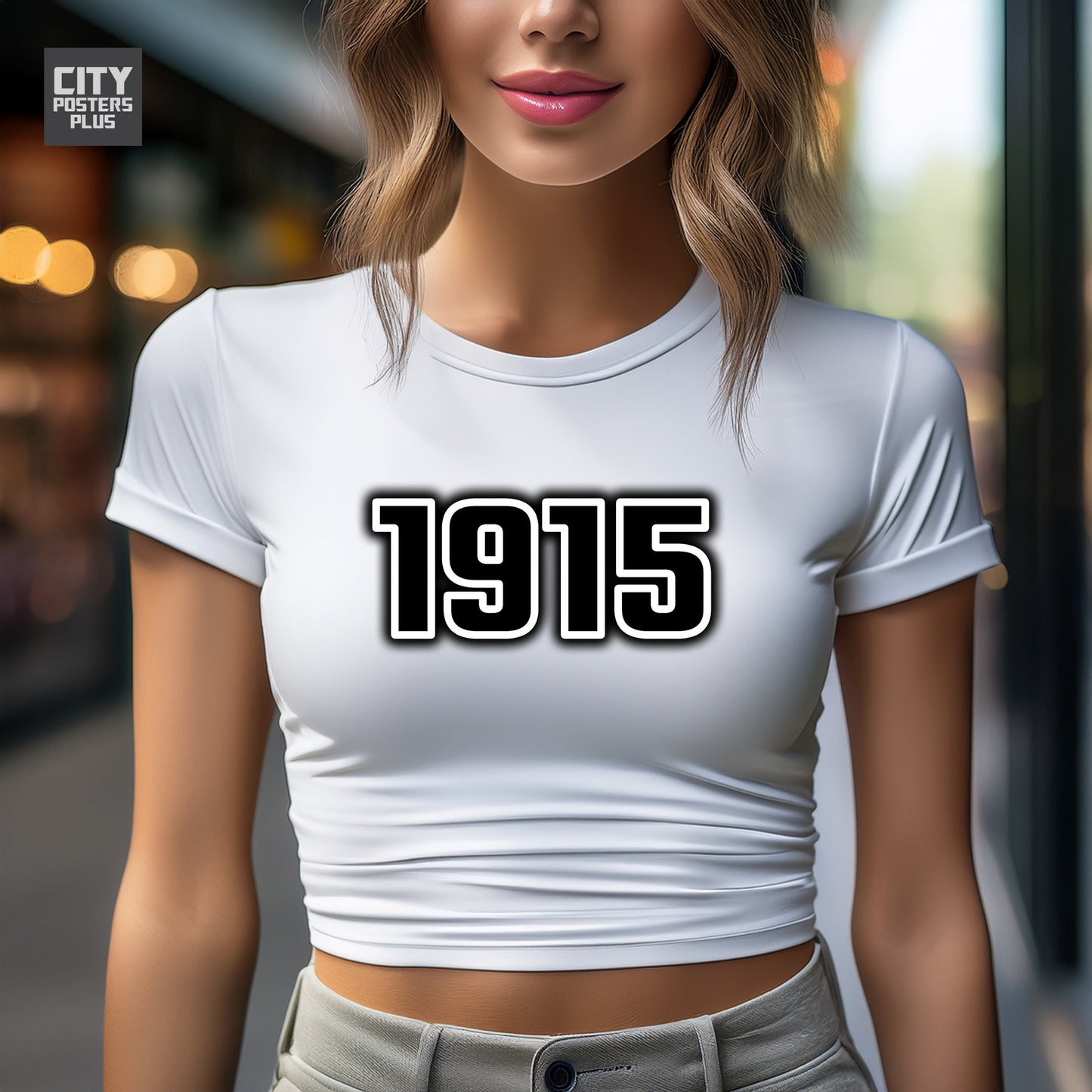 1915 Year Women Crop Top (White)