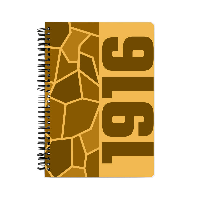 1916 Year Notebook (Golden Yellow, A5 Size, 100 Pages, Ruled)