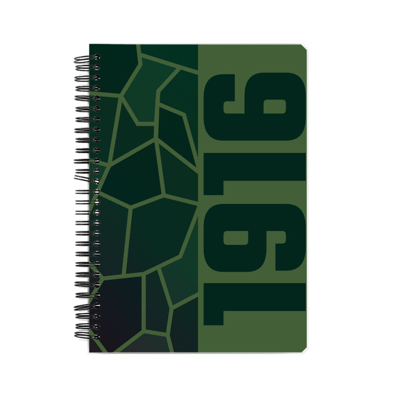 1916 Year Notebook (Olive Green, A5 Size, 100 Pages, Ruled)