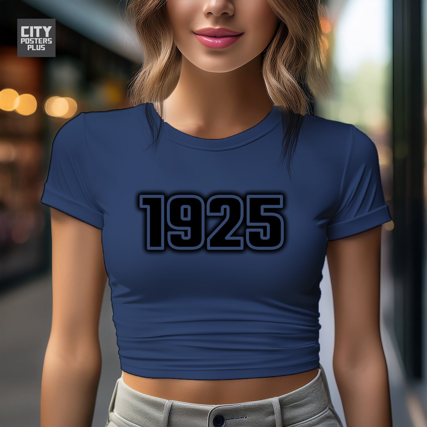1925 Year Women Crop Top (Navy Blue)