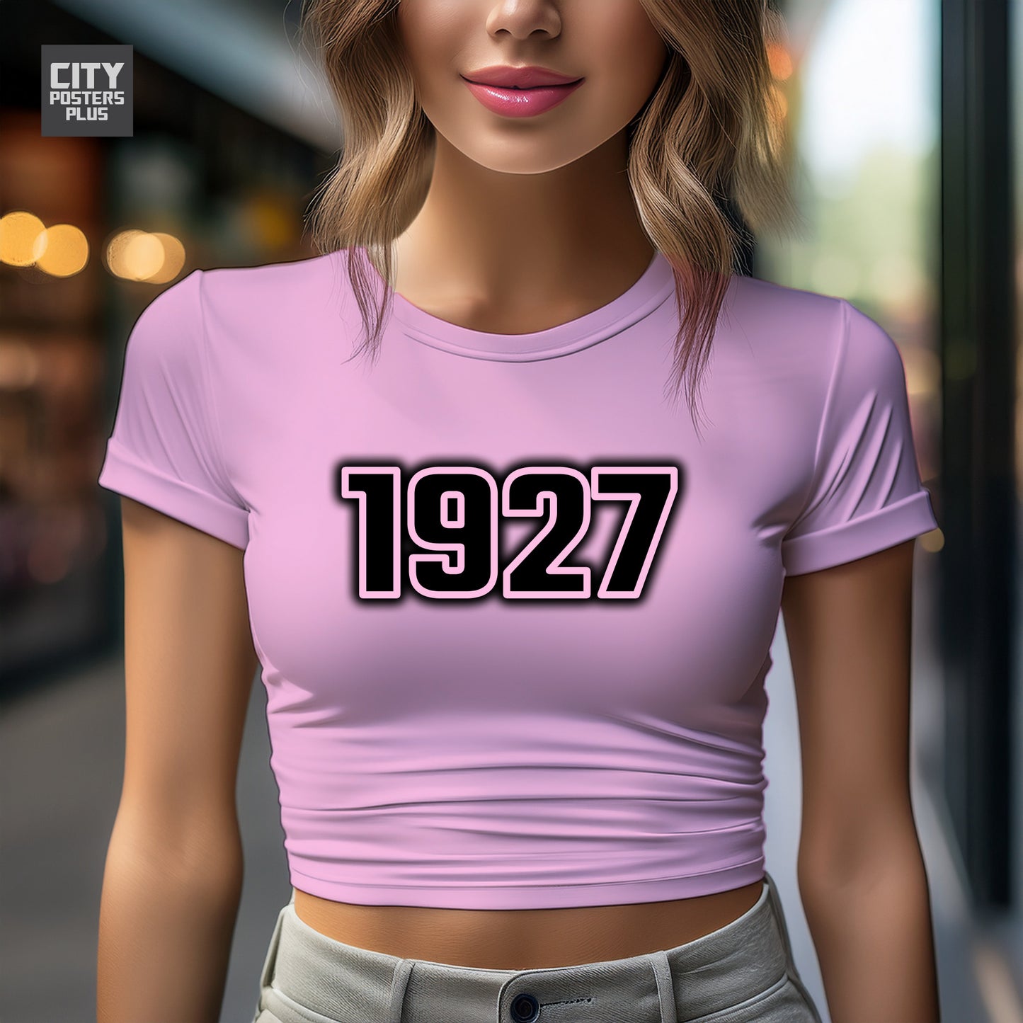 1927 Year Women Crop Top (Light Pink)