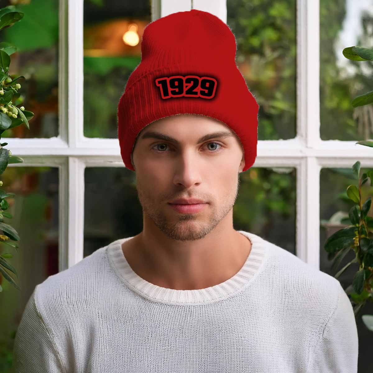 1929 Year Cuffed Beanie (Red)