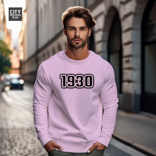 1930 Year Men Unisex Sweatshirt (Light Pink)