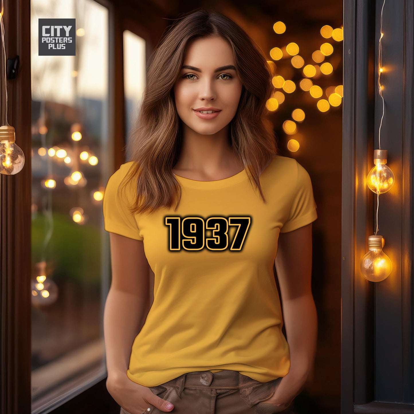 1937 Year Women T-Shirt (Golden Yellow)
