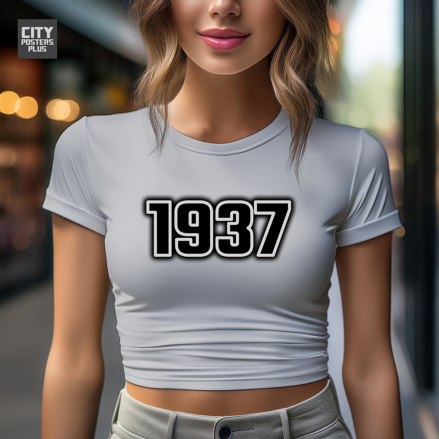 1937 Year Women Crop Top (Melange Grey)