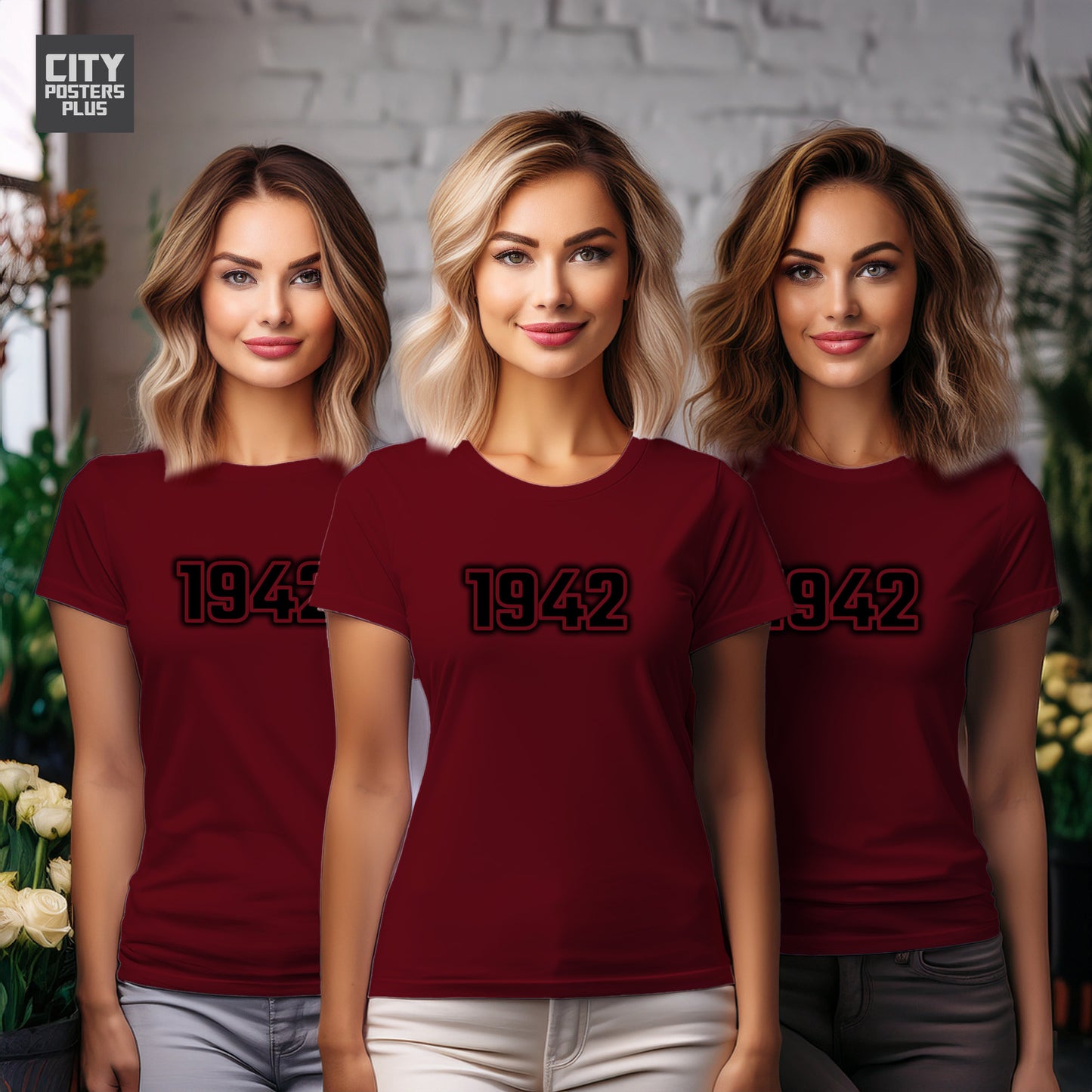 1942 Year Women T-Shirt (Maroon)