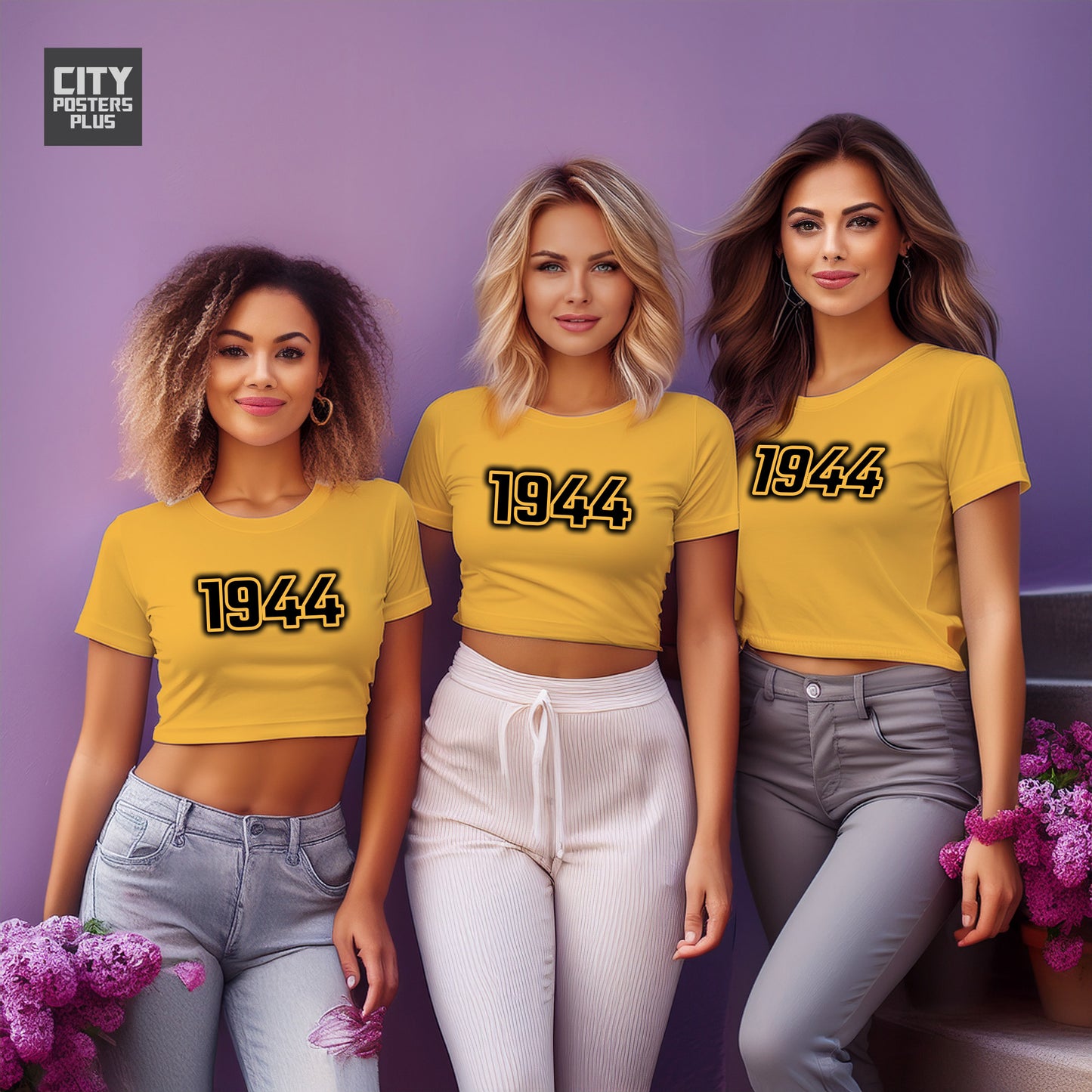 1944 Year Women Crop Top (Golden Yellow)