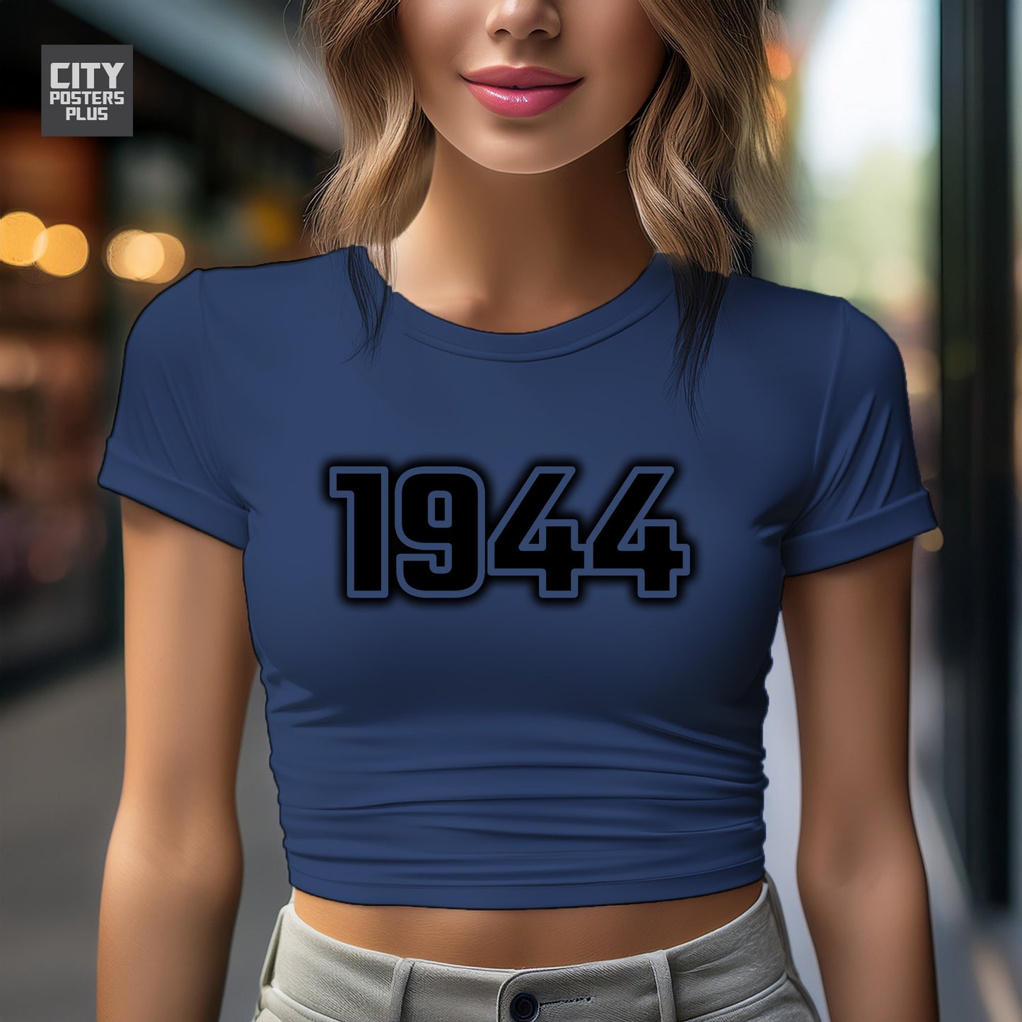 1944 Year Women Crop Top (Navy Blue)