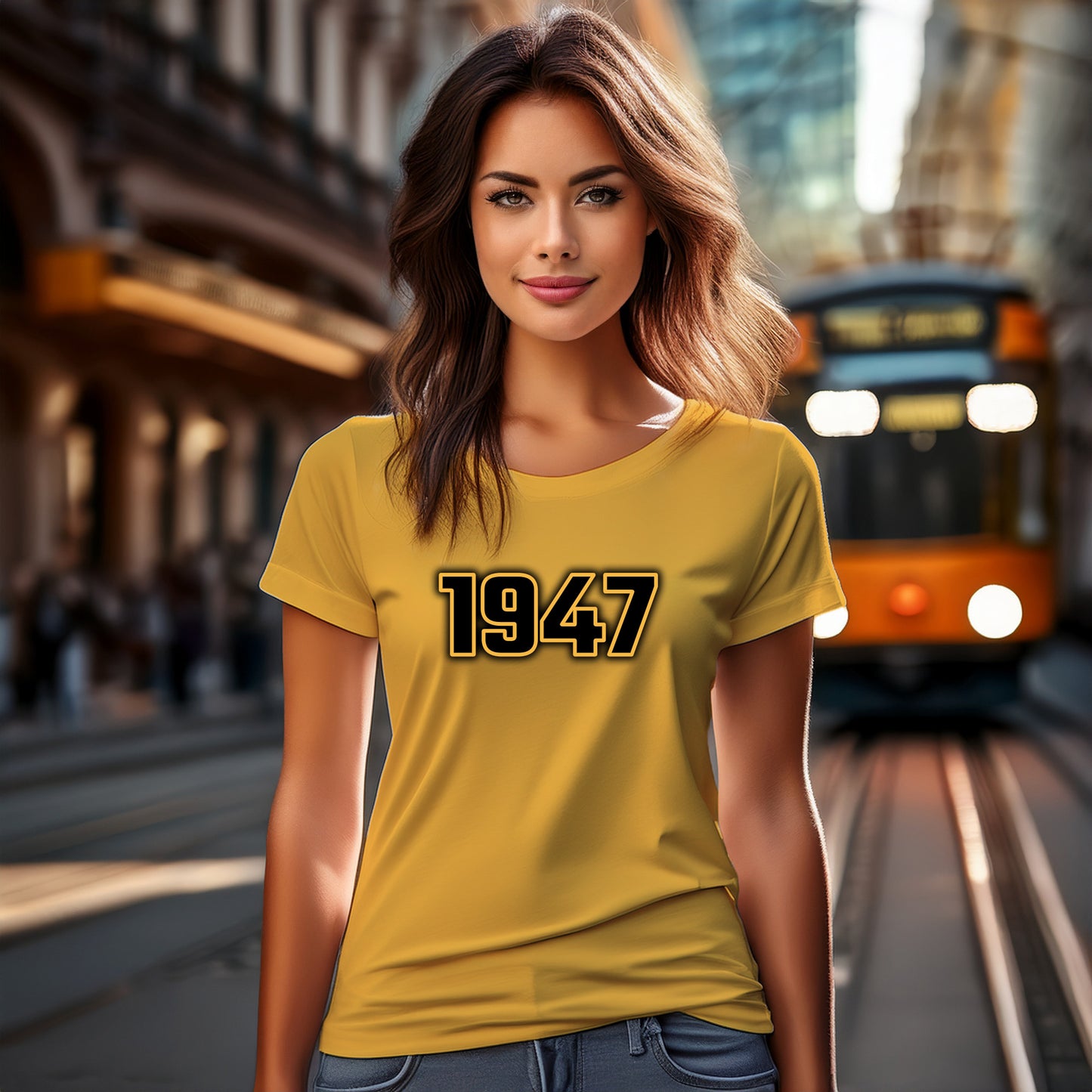 1947 Year Women T-Shirt (Golden Yellow)