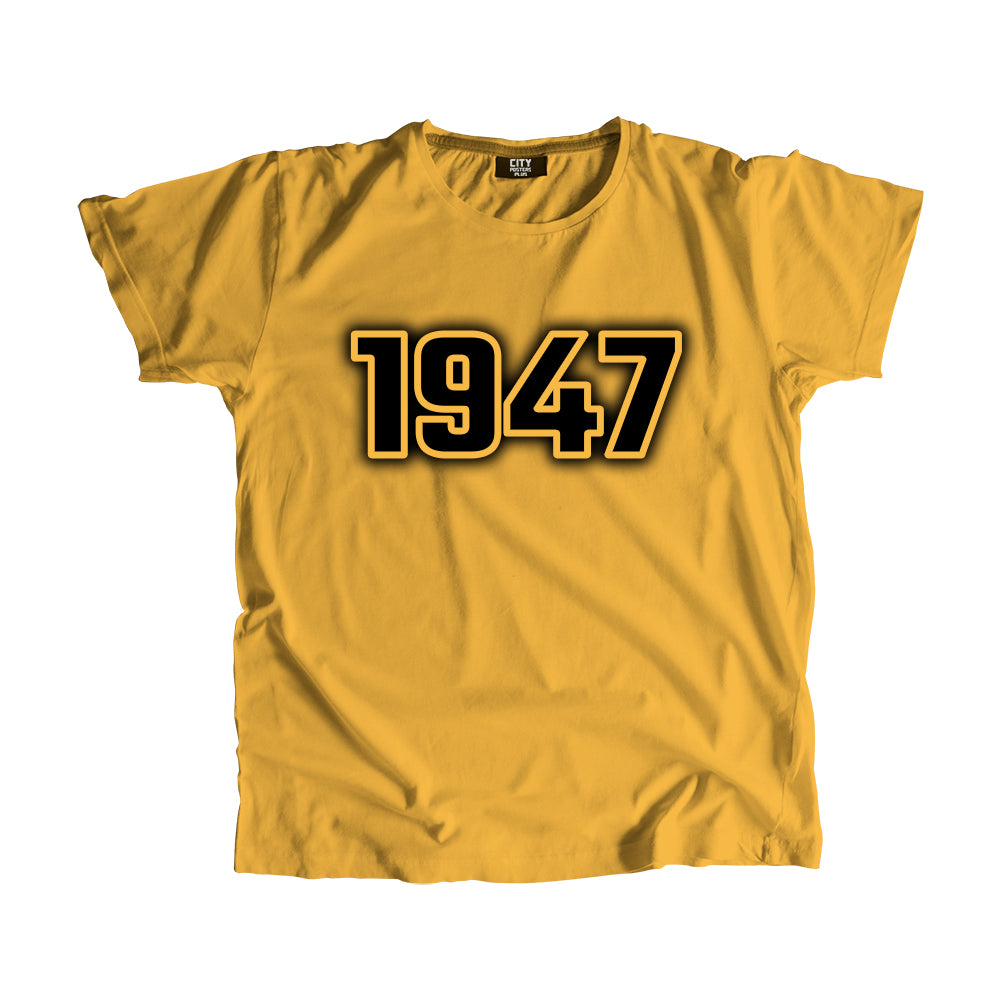 1947 Year Men Unisex T-Shirt (Golden Yellow)