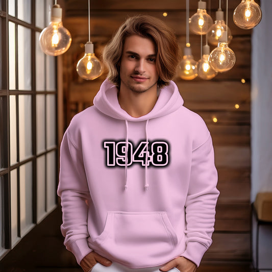1948 Year Men Unisex Hoodie (Light Pink)