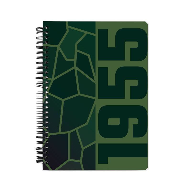 1955 Year Notebook (Olive Green, A5 Size, 100 Pages, Ruled)