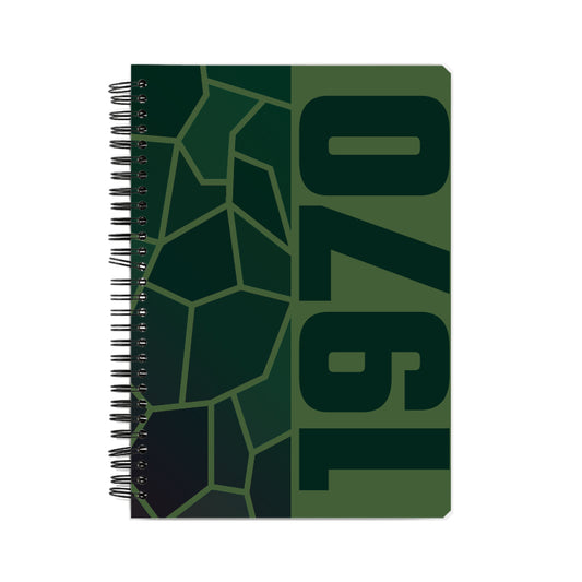 1970 Year Notebook (Olive Green, A5 Size, 100 Pages, Ruled)