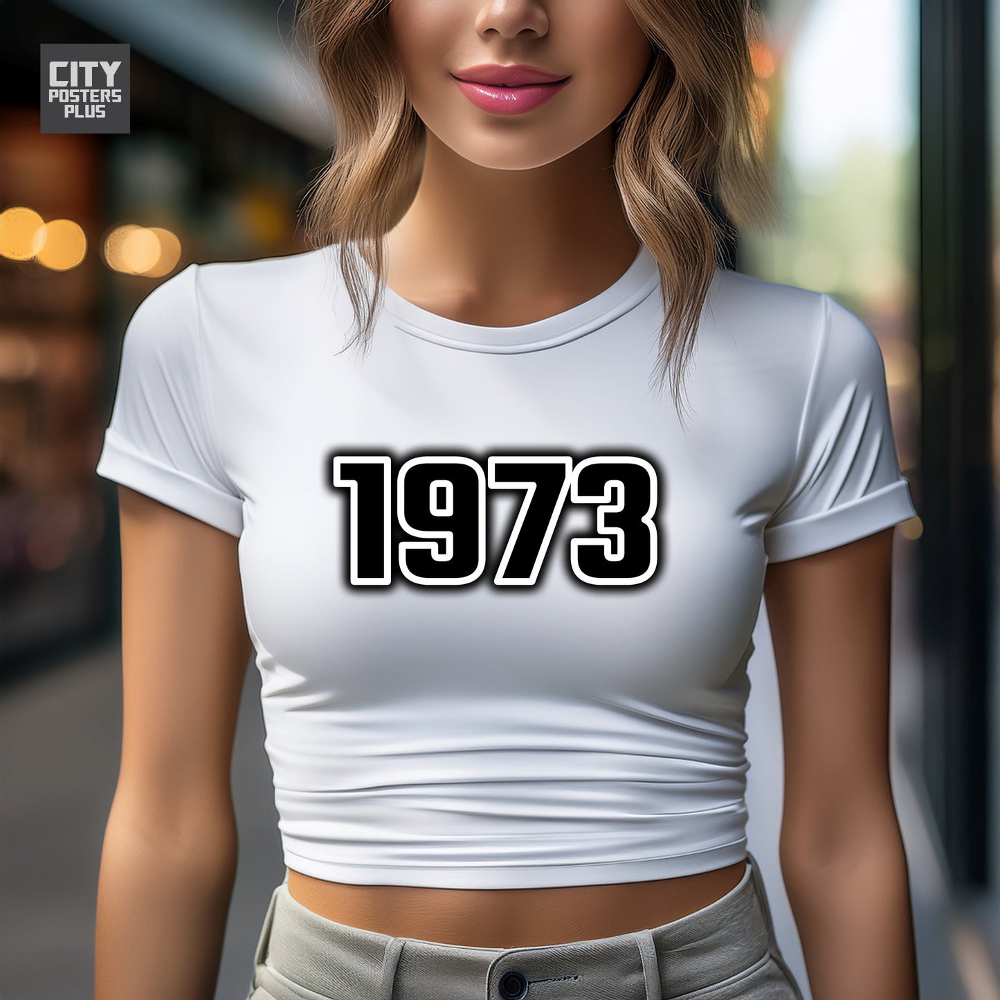 1973 Year Women Crop Top (White)