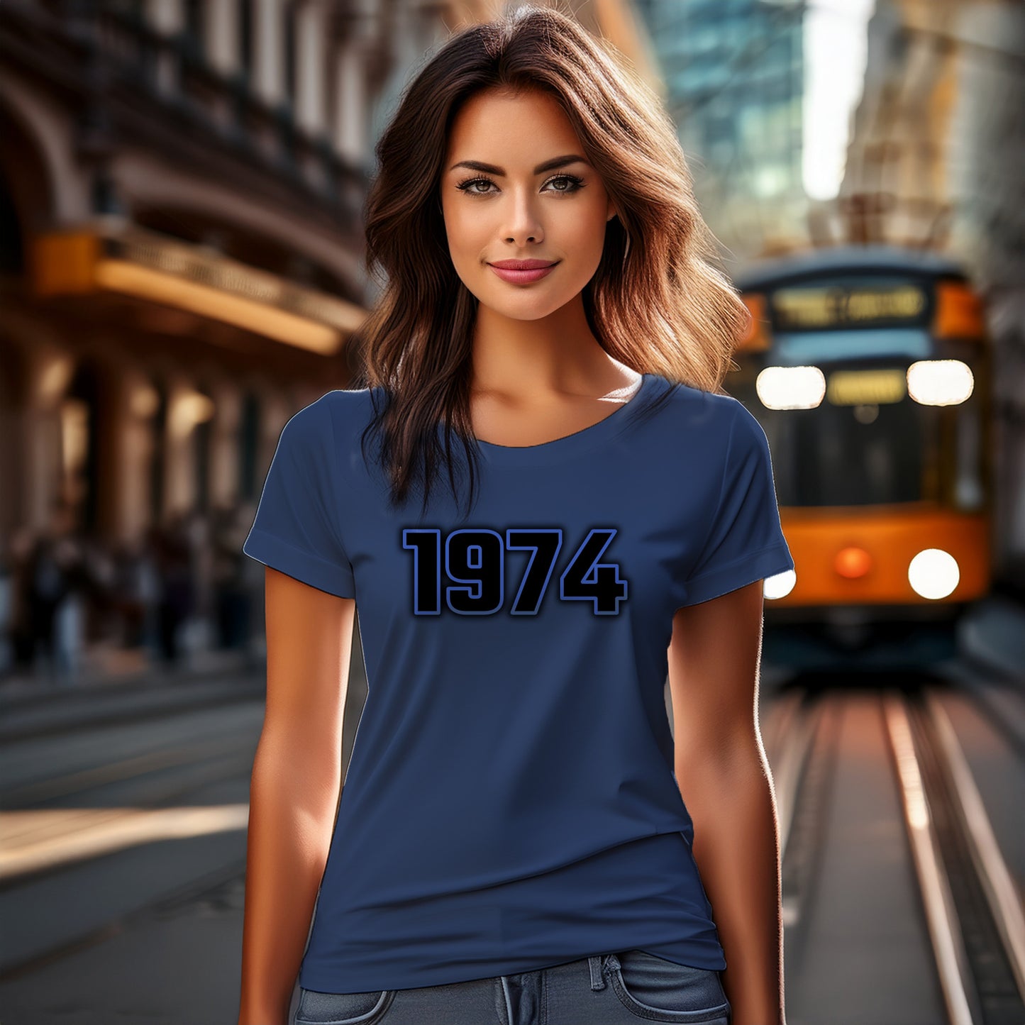 1974 Year Women T-Shirt (Navy Blue)
