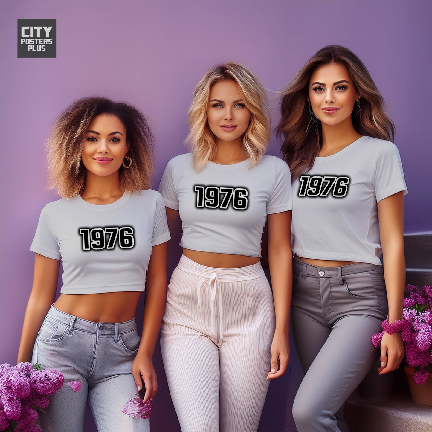 1976 Year Women Crop Top (Melange Grey)