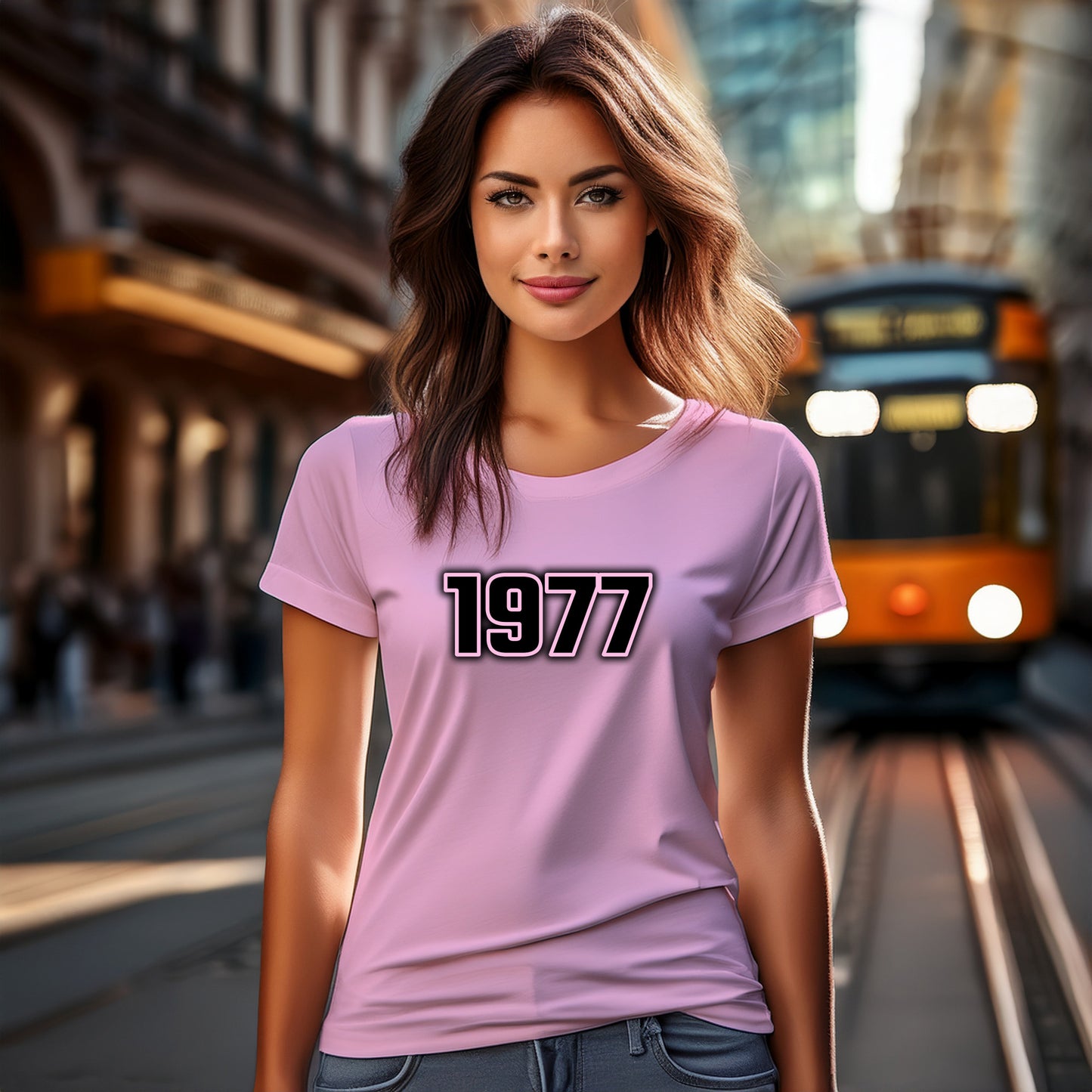 1977 Year Women T-Shirt (Light Pink)