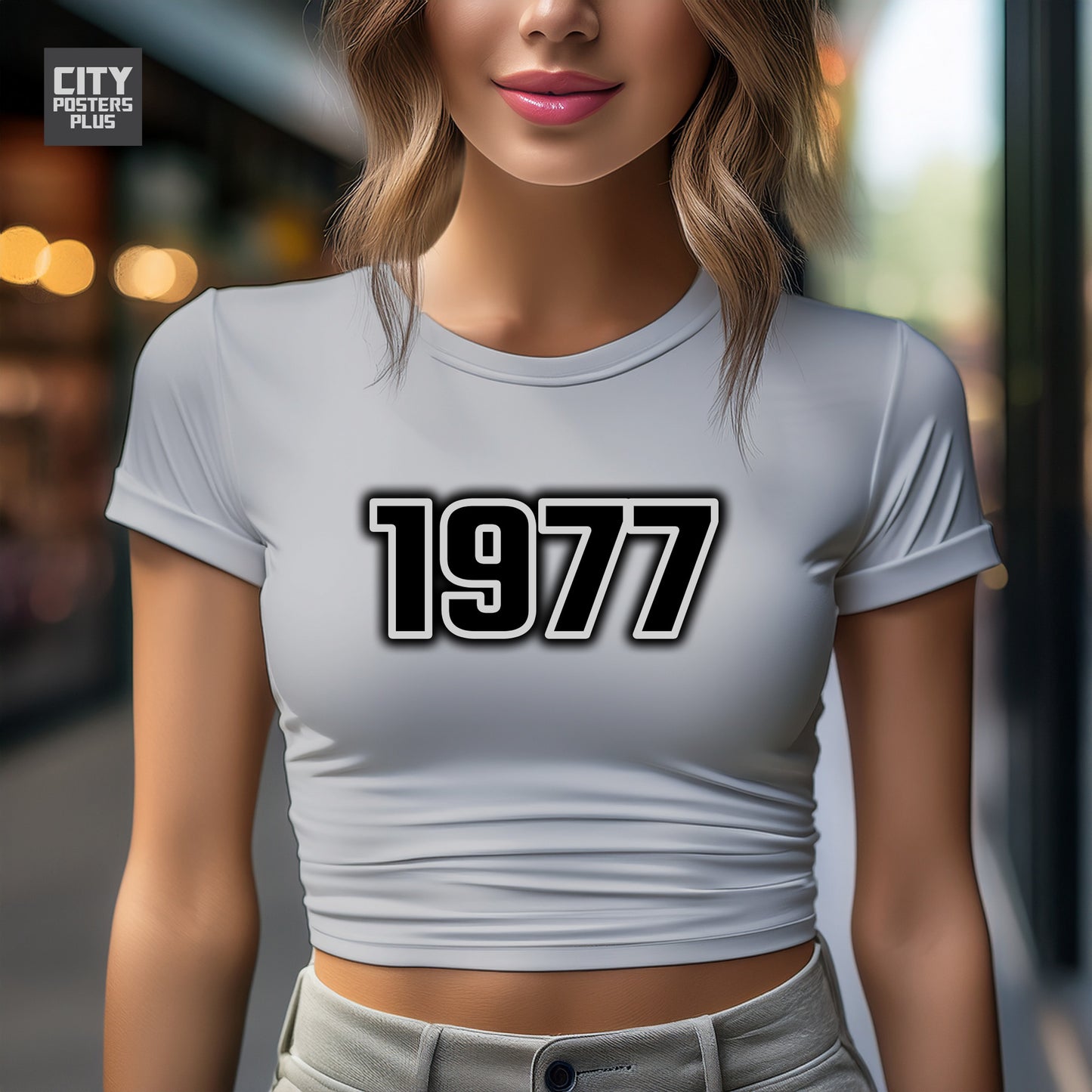 1977 Year Women Crop Top (Melange Grey)