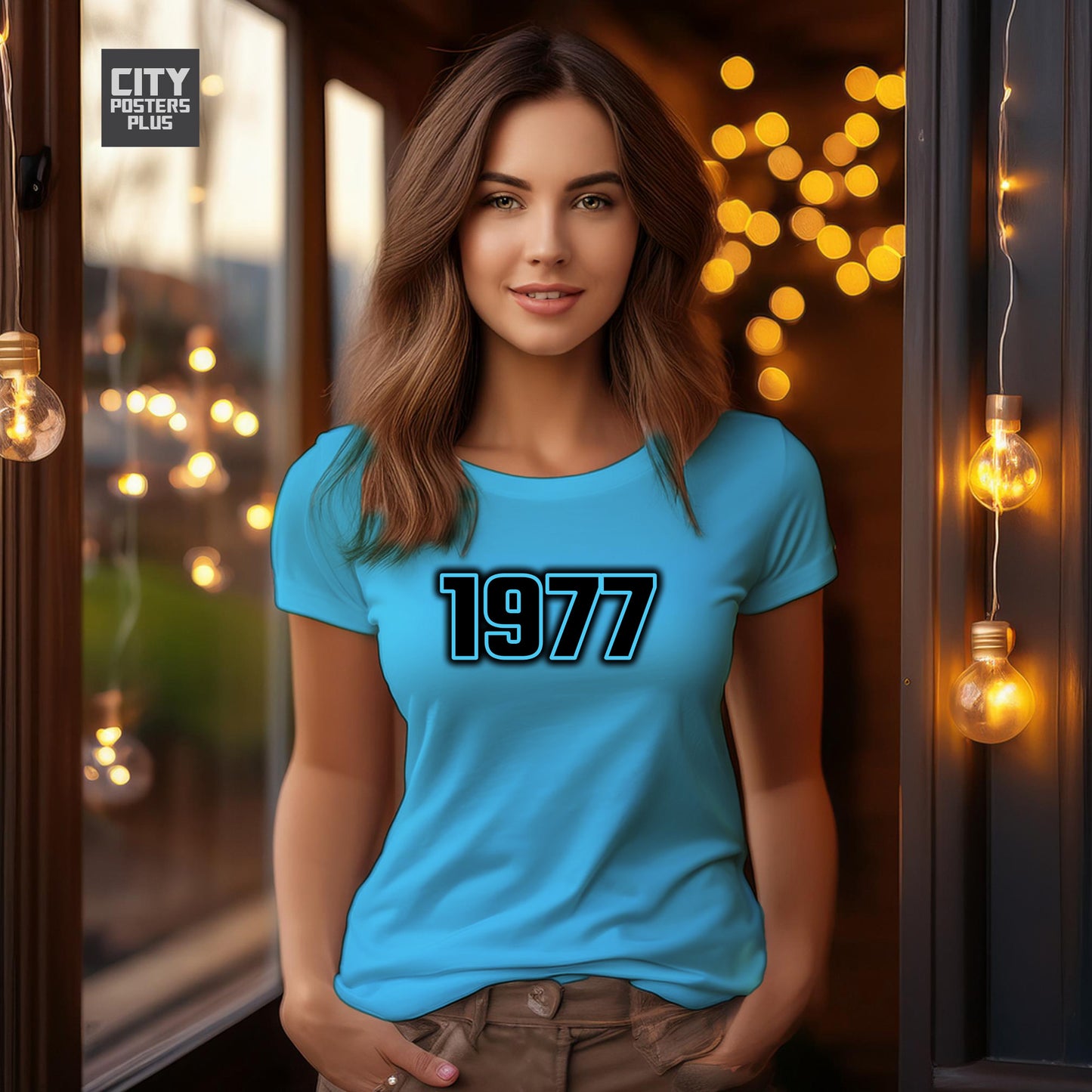 1977 Year Women T-Shirt (Sky Blue)