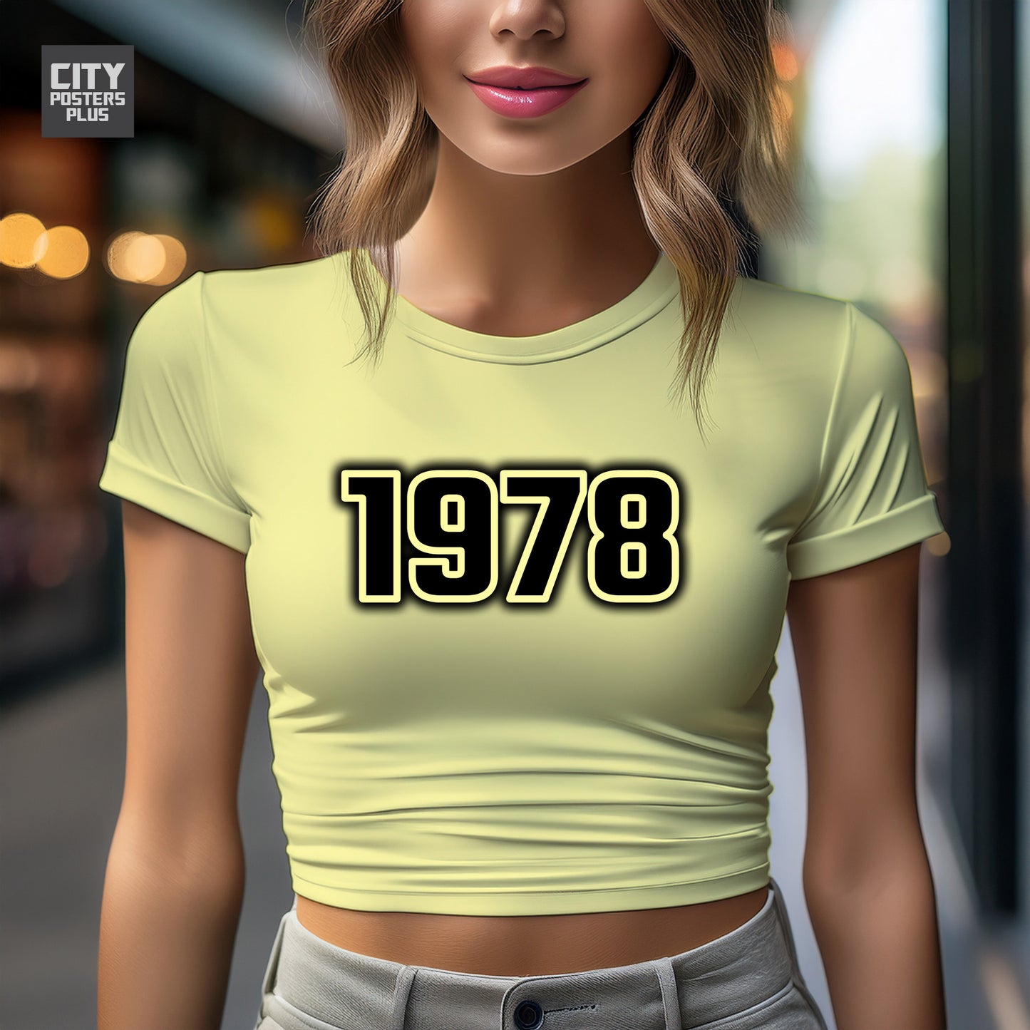 1978 Year Women Crop Top (Butter Yellow)