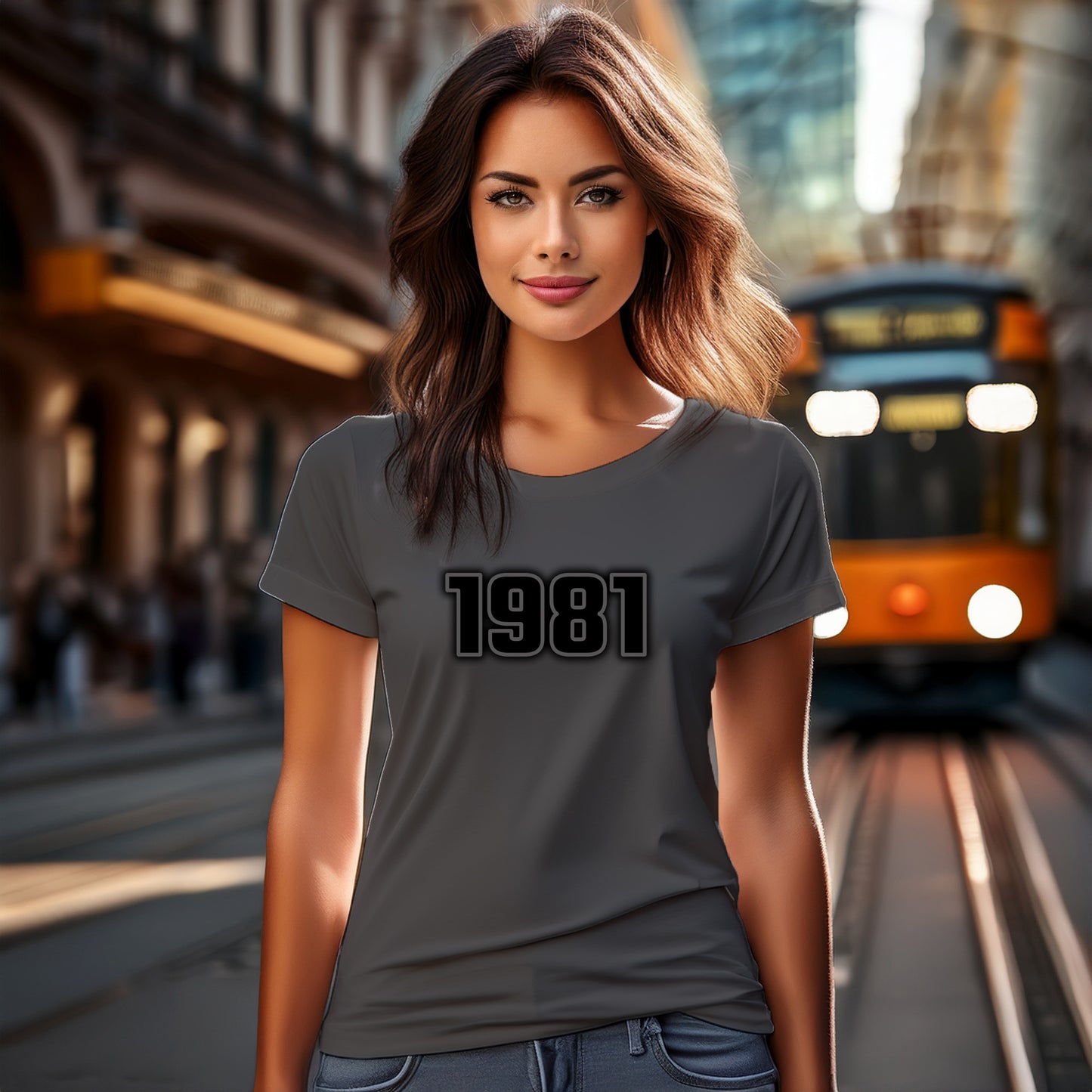 1981 Year Women T-Shirt (Charcoal Grey)