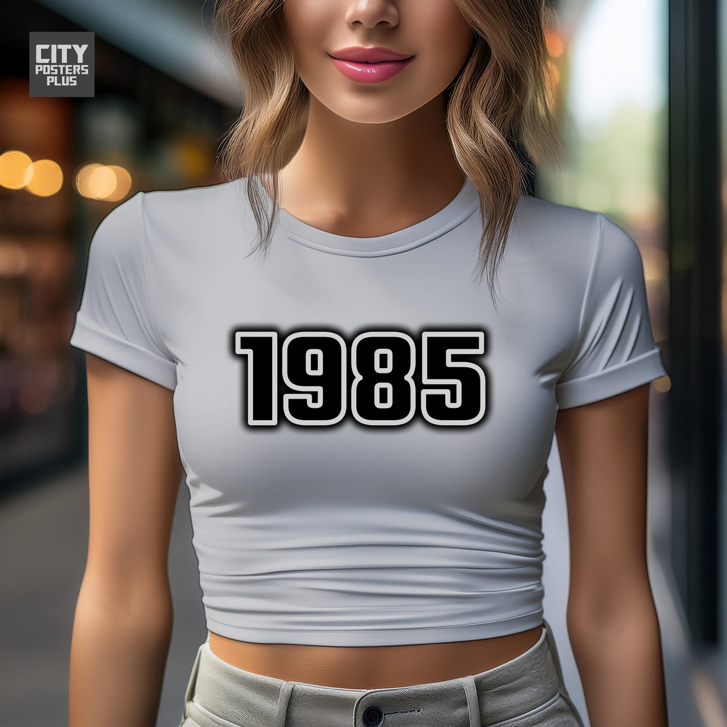 1985 Year Women Crop Top (Melange Grey)