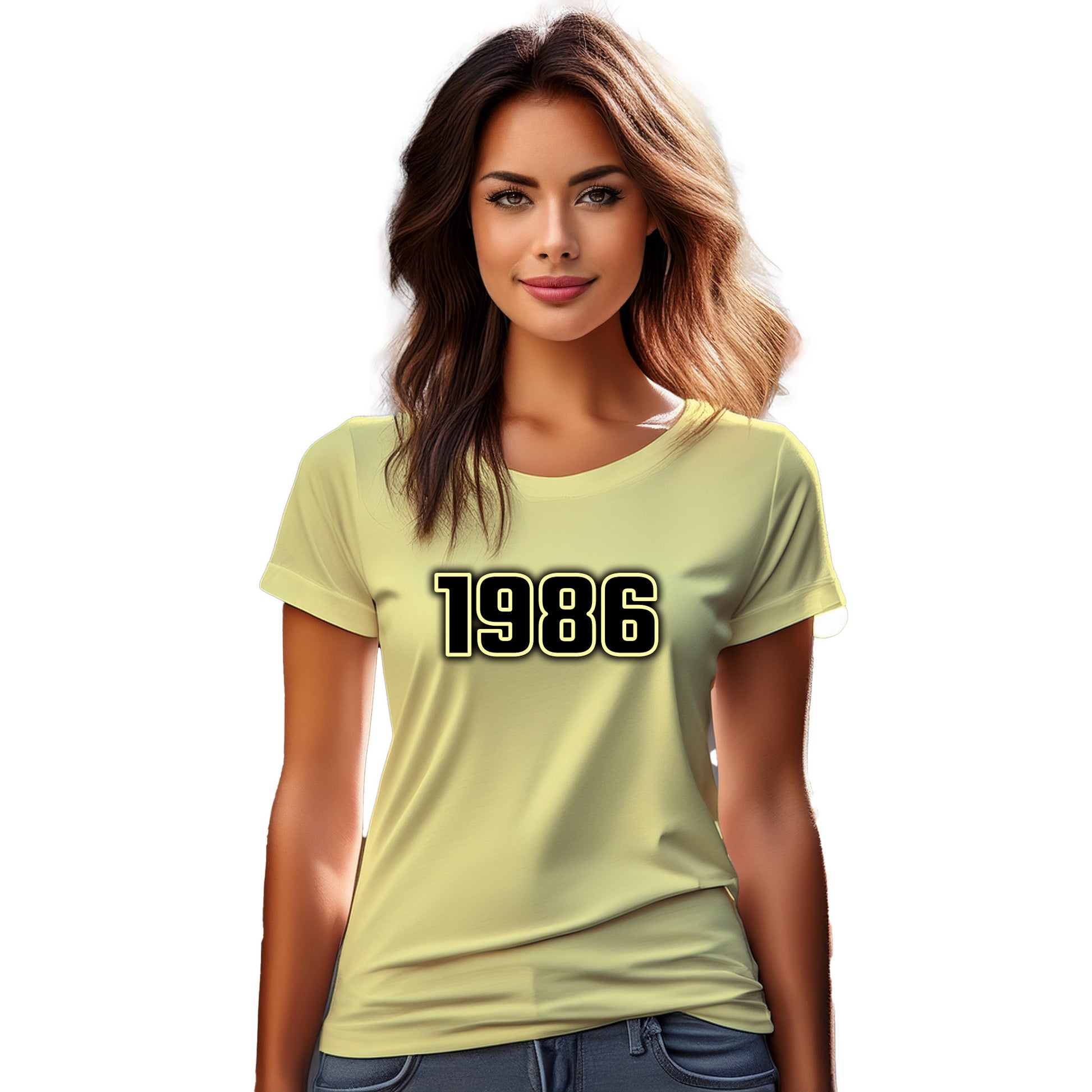 1986 Year Women T-Shirt (Butter Yellow)