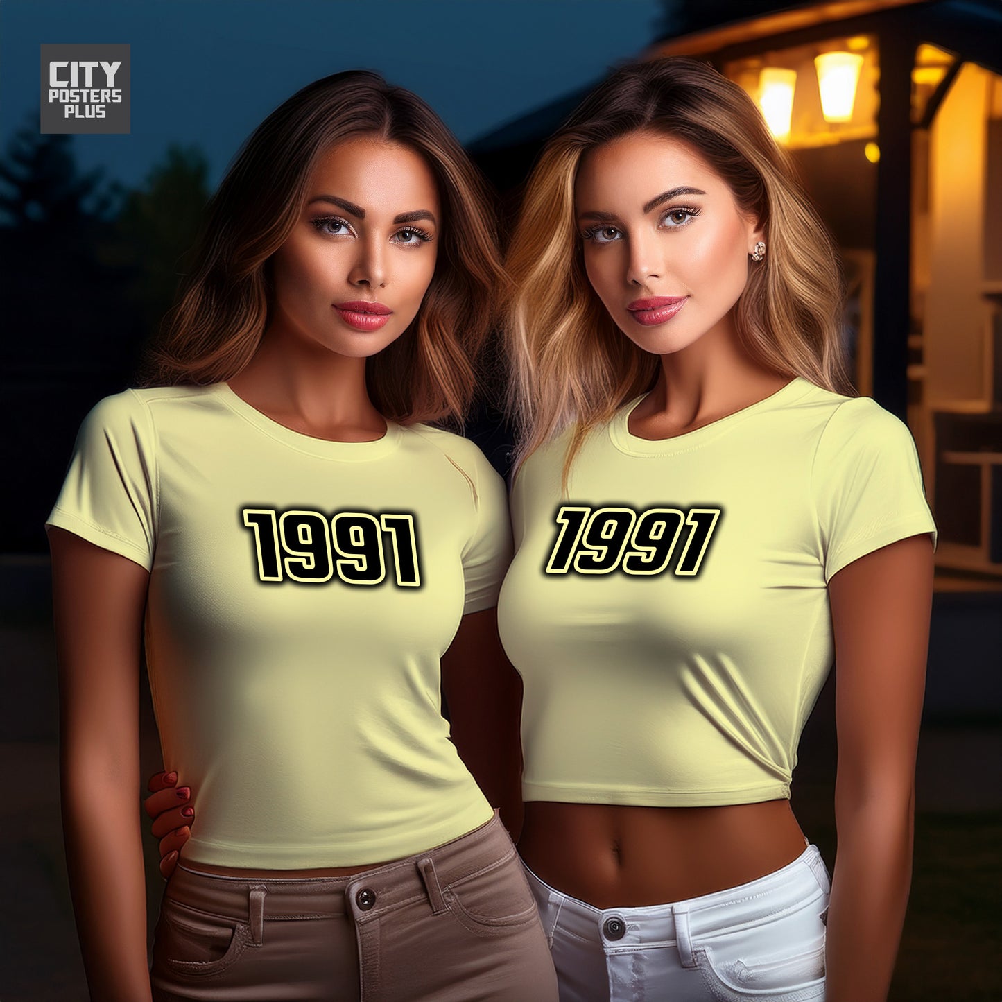 1991 Year Women Crop Top (Butter Yellow)