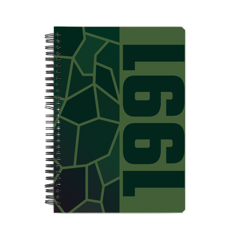 1991 Year Notebook (Olive Green, A5 Size, 100 Pages, Ruled)