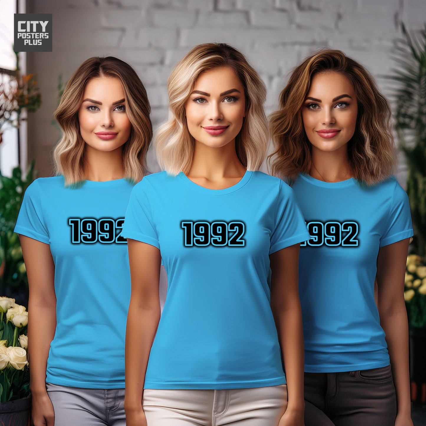 1992 Year Women T-Shirt (Sky Blue)