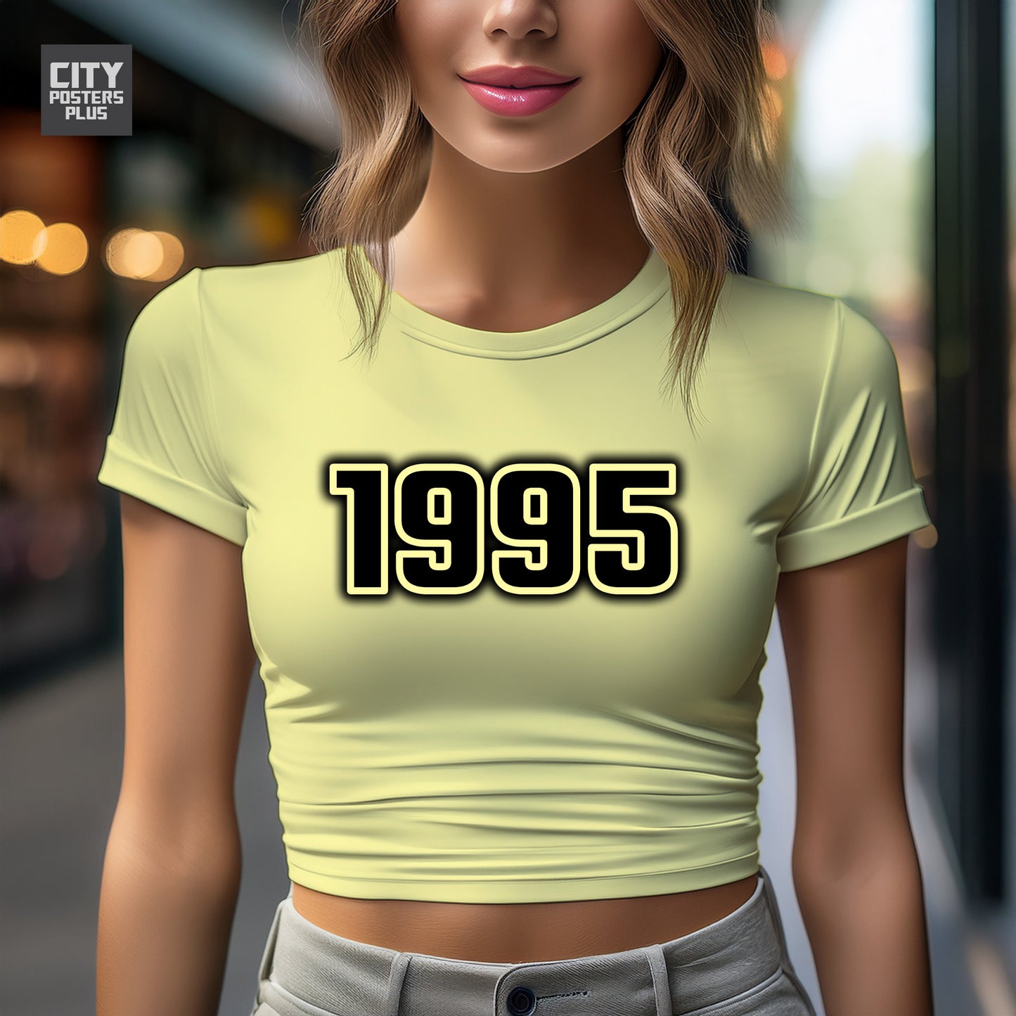 1995 Year Women Crop Top (Butter Yellow)