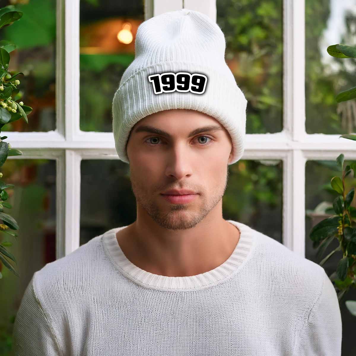 1999 Year Cuffed Beanie (White)