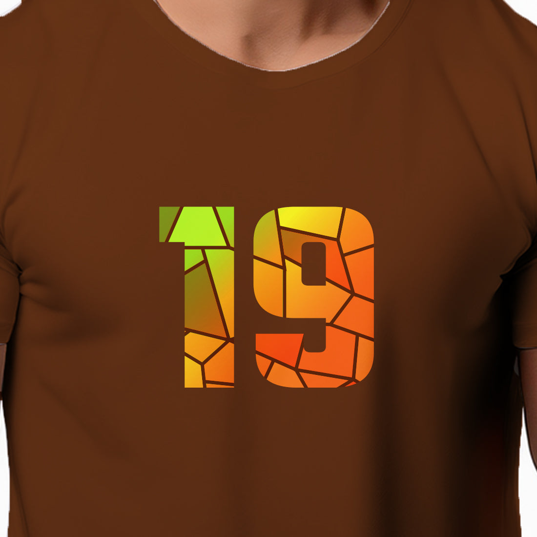 19 Number Men Unisex T-Shirt | Custom Number Graphic Tee (Brown)