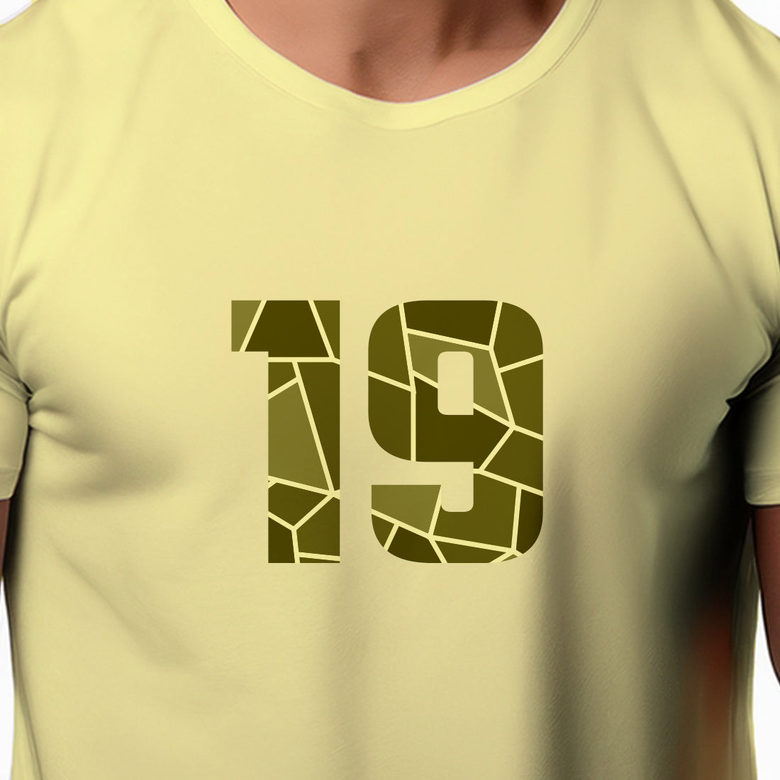 19 Number Men Unisex T-Shirt | Custom Number Graphic Tee (Butter Yellow)