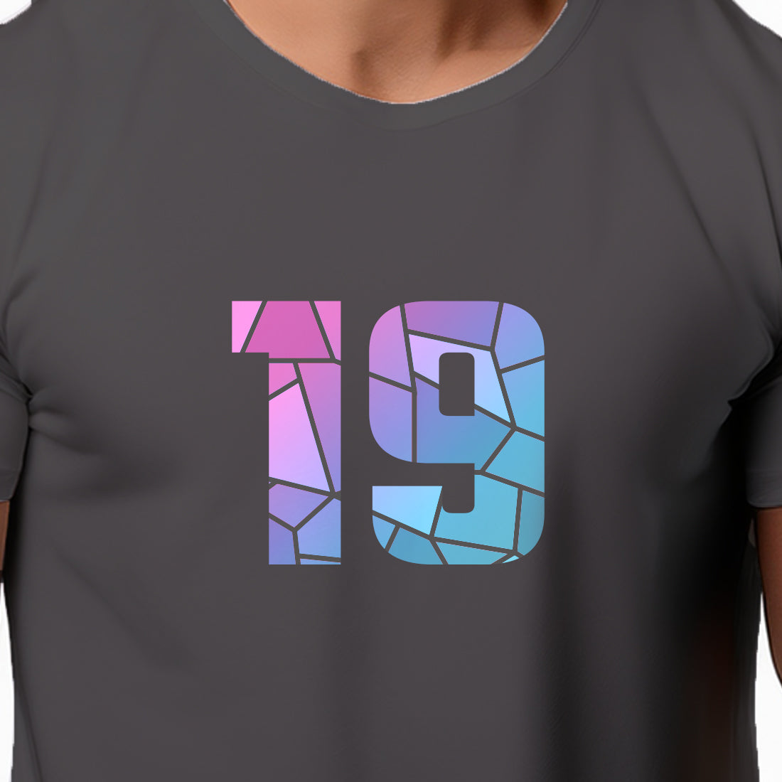 19 Number Men Unisex T-Shirt | Custom Number Graphic Tee (Charcoal Grey)