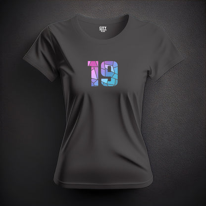 19 Number Women T-Shirt (Charcoal Grey) | Stylish Numeric Graphic Tee