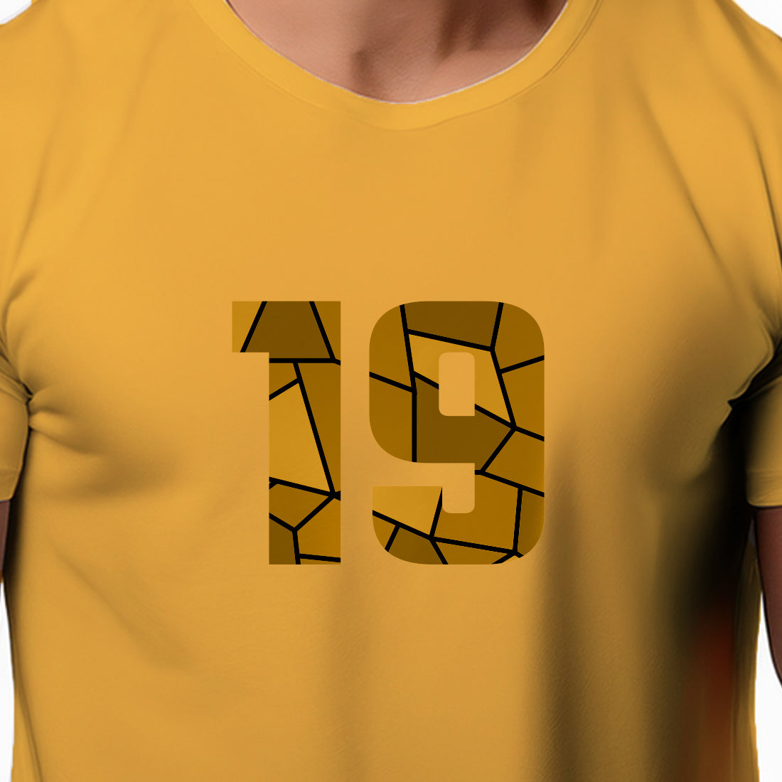 19 Number Men Unisex T-Shirt | Custom Number Graphic Tee (Golden Yellow)