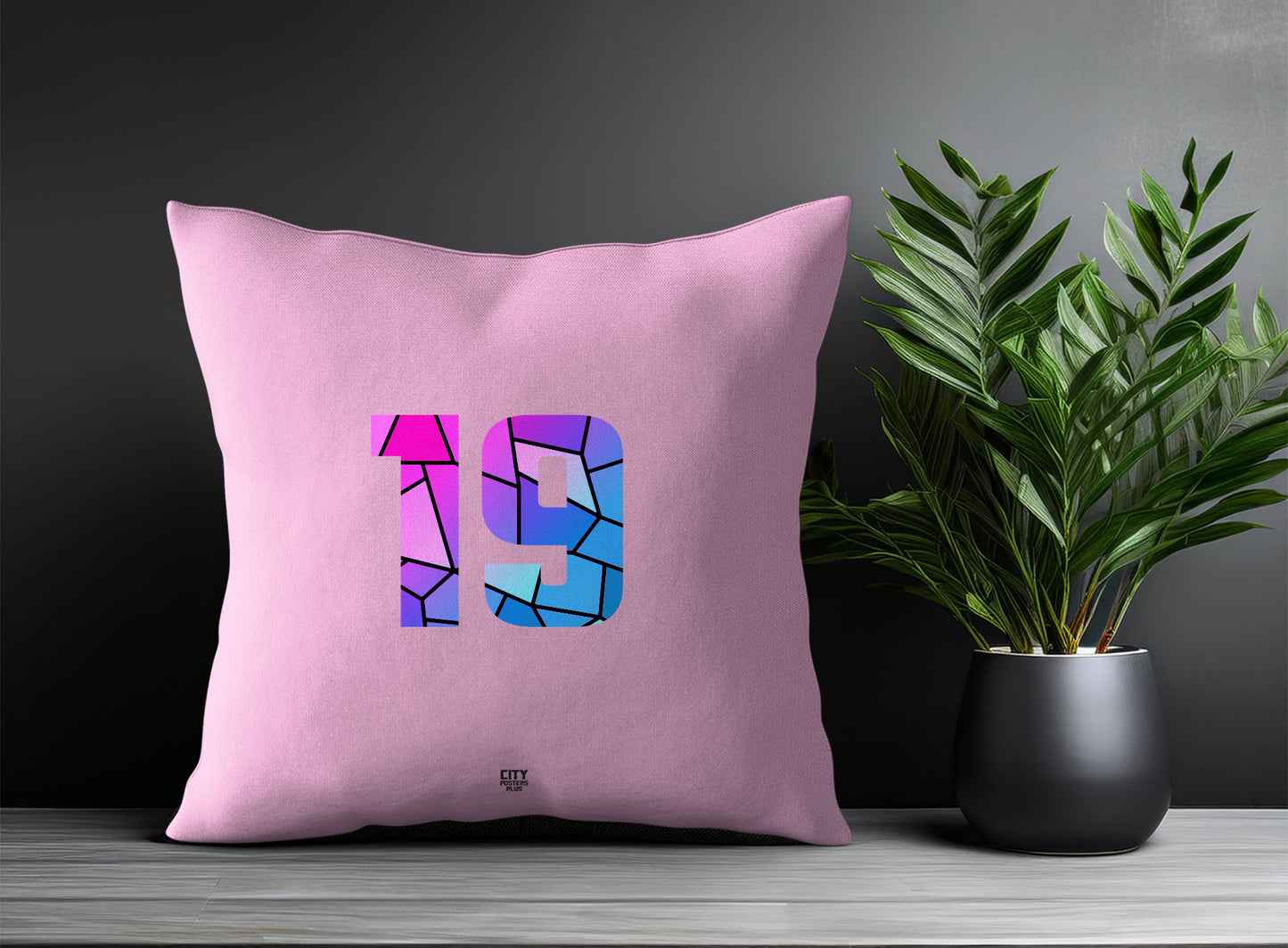 19 Number Pillow Case and Pillow Throw (Light Pink)