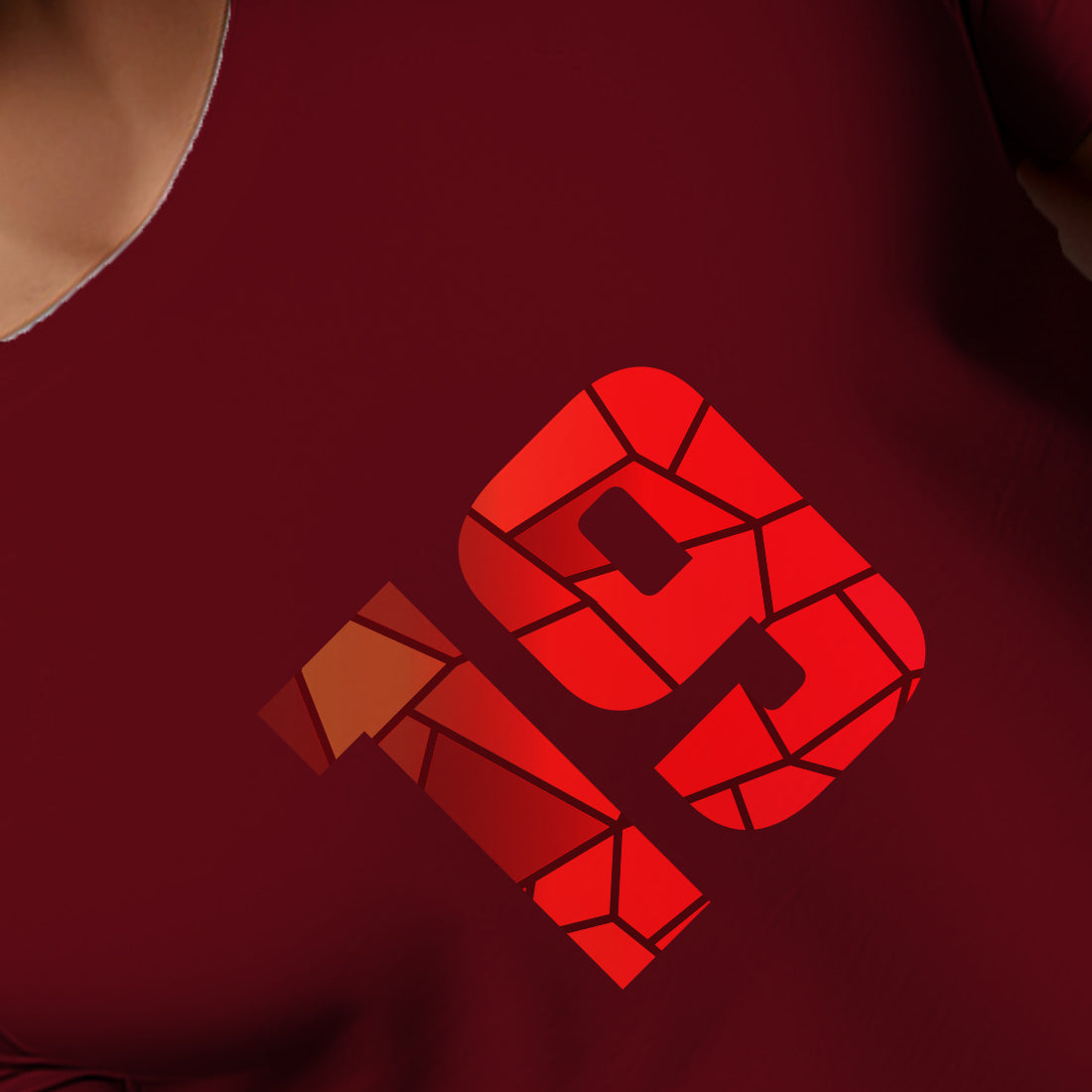 19 Number Men Unisex T-Shirt | Custom Number Graphic Tee (Maroon)