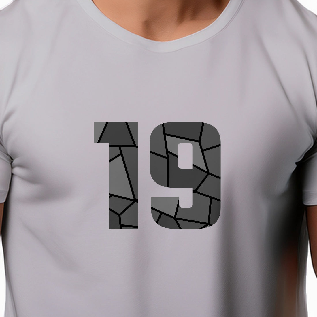 19 Number Men Unisex T-Shirt | Custom Number Graphic Tee (Melange Grey)