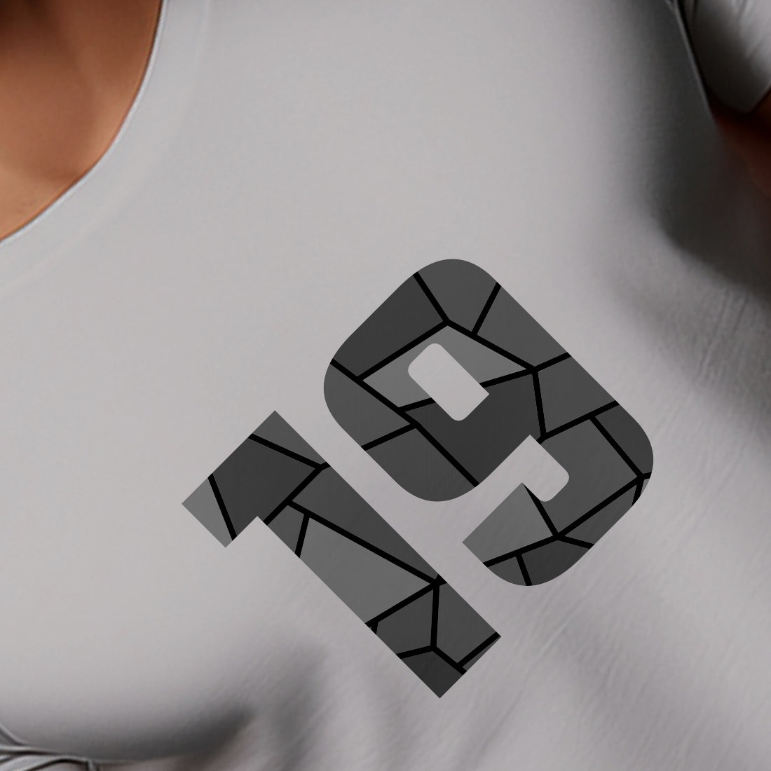 19 Number Men Unisex T-Shirt | Custom Number Graphic Tee (Melange Grey)